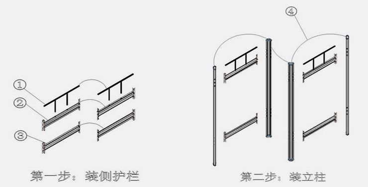 单人高架床-侧梯-组合公寓床-安装图